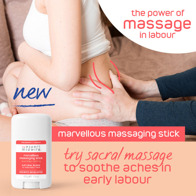Sacral massage with Marvellous Massaging Stick to Soothe Aches in early labour